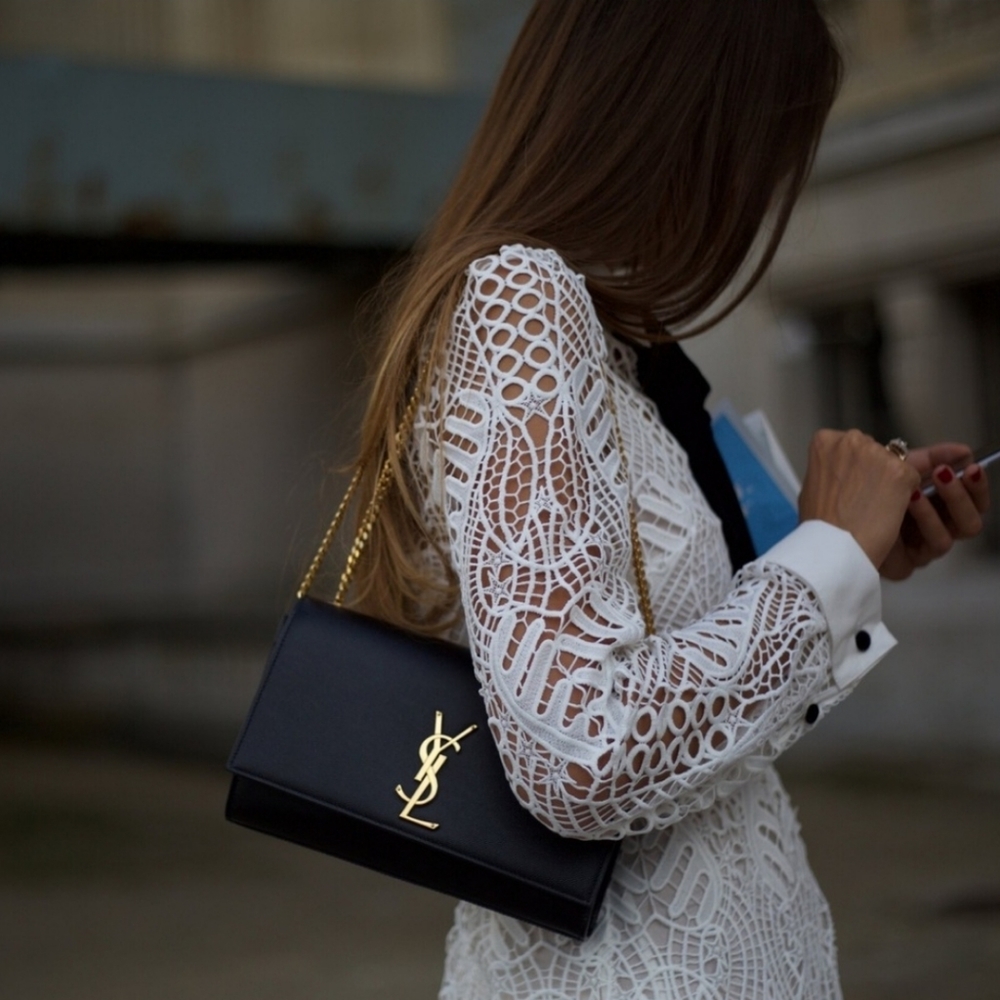 MSRP$2600 LIKE New! YSL Saint Laurent Kate Medium Grain de Poudre Shoulder bag - Picture 12 of 16